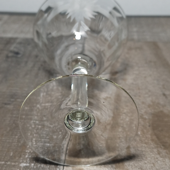 Vintage Hand Blown Etched Flowers & Leaves Crystal Stemware Made Poland Set 4 - Picture 7 of 7